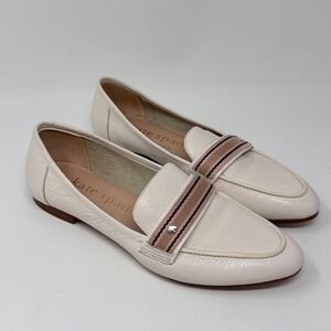Kate Spade New York "Katie" Loafers – White Pebbled Leather Size 9B